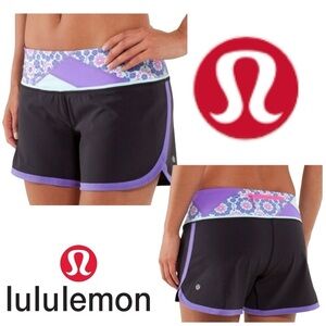 Lululemon Groovy Luxtreme Running Shorts Black And Purple Size 4